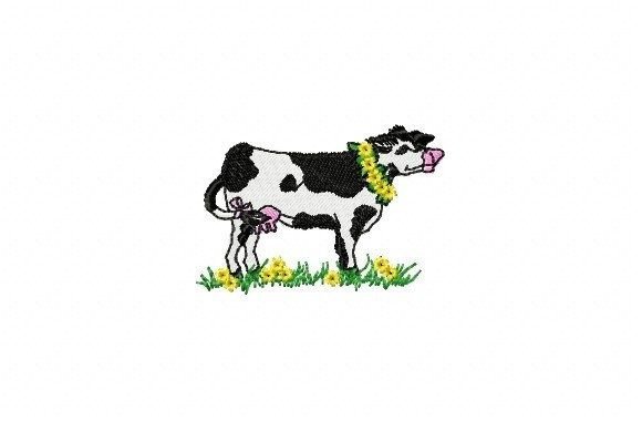 Cow with Flower: A Sweet Embroidery Design for Gift Makers