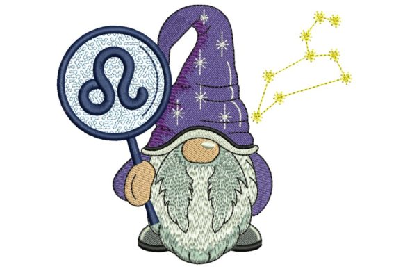 Leo Horoscope Gnome Embroidery Design